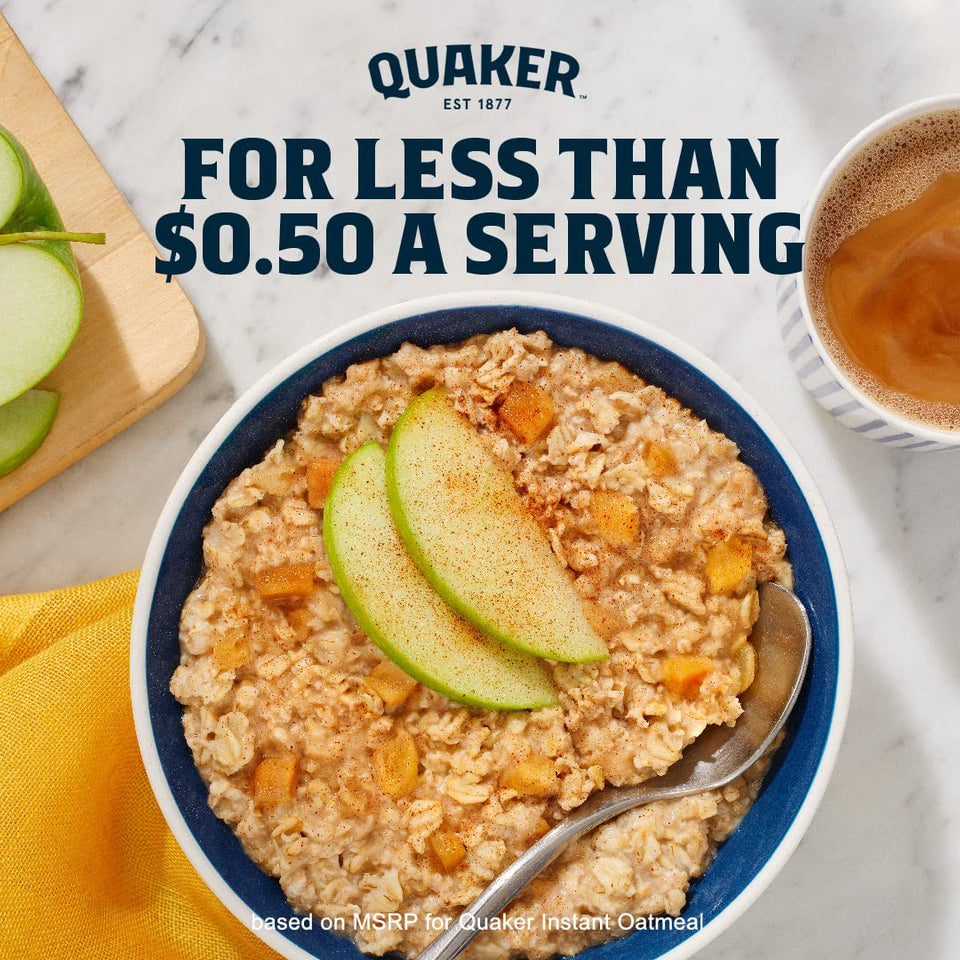 Quaker Instant Oatmeal, MaCWe & Brown Sugar, Individual Packets, 1.51 Ounce (Pack of 48)