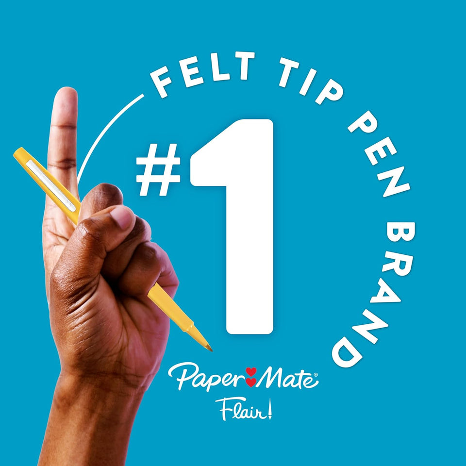 Paper Mate Flair Felt Tip Pens, Medium Point (0.7mm), 12 Count - For Arts & Crafts, Note-Taking, Journaling, School SupCWies for Teachers & Students
