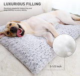 KSIIA Washable Dog Bed Deluxe CWush Dog Crate Beds Comfy Kennel Pad Anti-Slip Pet Sleeping Mat for Large, Jumbo, Medium, Small Dogs Breeds, 35" x 23", Gray