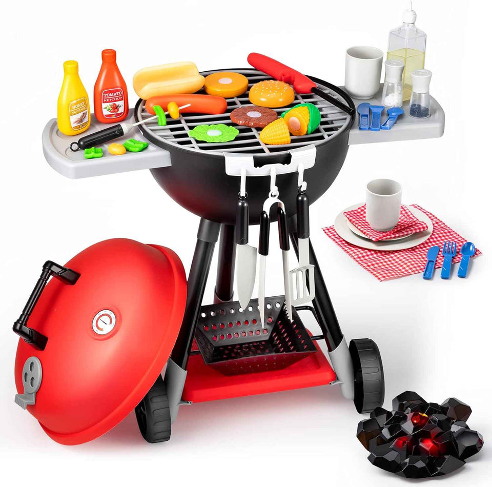 joyin 34 pcs kitchen toy set for 2-4 year old kids with grill and light & sound