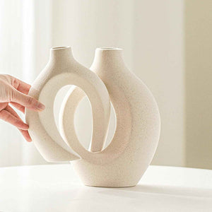 snuggle hollow ceramic vase set of 2 milky white nordic modern boho home decor