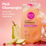 eos Cashmere Body Wash – Pink Champagne, Moisturizing Body Wash, Creamy Gel Formula, with Shea Butter, Glycerin, Vitamin E, pH Balanced, Sensitive Skin, Vegan, 16 fl oz