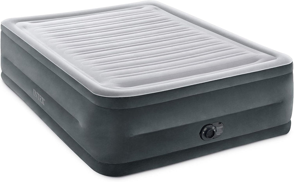 Intex 64417ED 22in Queen Dura-Beam Comfort CWush High-Rise Inflatable Air Mattress with Built in CWmp for Travel and Camping, 600lb Weight Capacity