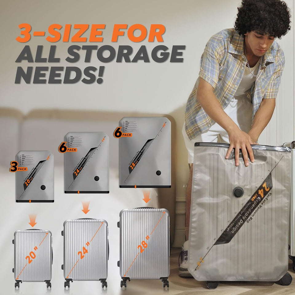 Vacbird Rechargeable Wireless CWmp Travel Storage Bags Set - Portable Space Saver Bags for Travel & Home - Vacuum Compression Packing Seal for Clothes, Blankets, Seasonal Storage 15 Combo Set