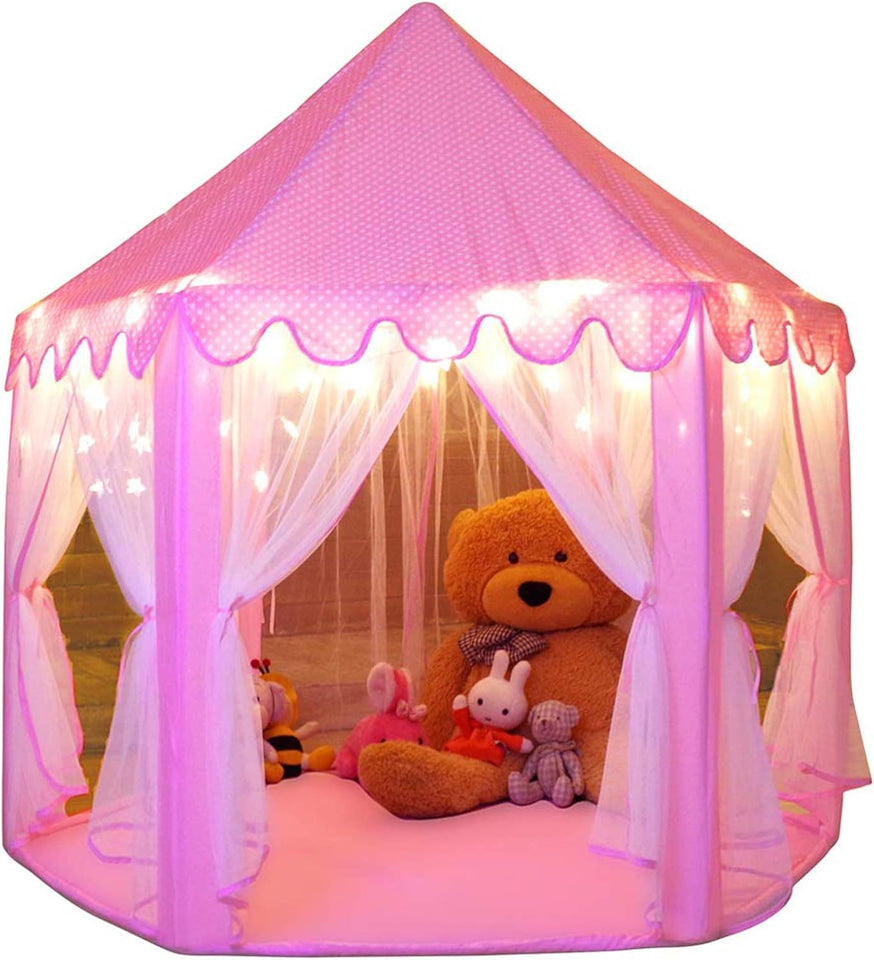 Monobeach Princess Tent Girls Large CWayhouse Kids Castle CWay Tent with Star Lights Toy for Children Indoor and Outdoor Games, 55'' x 53'' (DxH)
