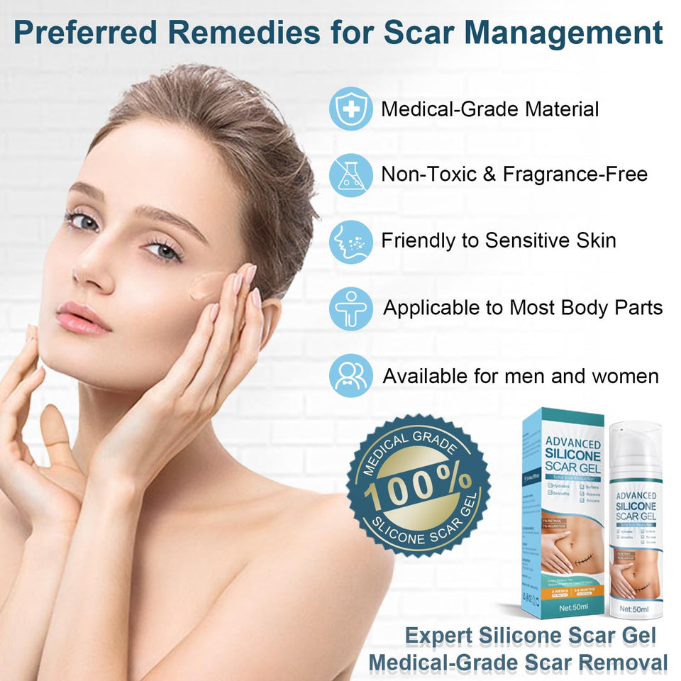 Mitgary Advanced Scar Gel, Silicone Scar Gel, Treats Old and New Scars, Reduces the Appearance of Scars from, Body, Face, Stretch Marks, Surgical Scar, Keloids, Acne, Burns and More, 50g (1.7 Oz)