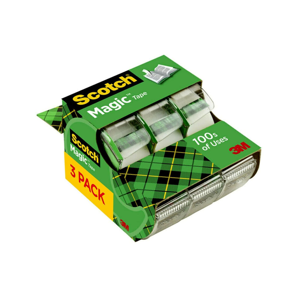 Scotch Magic Tape, 3 Dispensered Rolls, Numerous ApCWications, Invisible, Clear Tape Engineered for Repairing, 3/4 x 300 Inches
