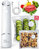 Chef Preserve Compact Vacuum Sealer for Food (Vacuum Sealer Machine + 30 Reusable Vacuum Bags) Powerful Handheld Vacuum Sealer Machine, Seal Meal Saver, Portable Food Sealer
