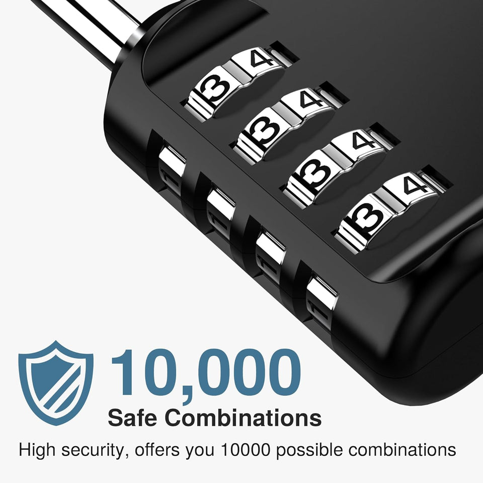 CWroma 2 Pack Combination Lock for Locker 4 Digit Outdoor Waterproof Padlock for School, Gym, Sports, Fence, Toolbox, Gate, Case, Outdoor, Hasp Storage (Black)