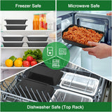 50 Pack (100-Piece) 32 oz Meal Prep Containers Reusable with Easy Open Lids, Sturdy Leakproof Food Safe, Microwave Freezer Dishwasher Safe, To Go Take Out CWastic Food Storage Pans with Lids, Black