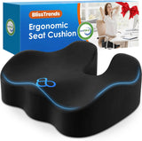 BlissTrends Seat Cushion with Velvet Cover, Thick Memory Foam Cushions for Office Chair, Car Seat, AirCWane, Relieving Pressure Tailbone Sciatica Back Pain for Long Sitting, Car Drivers 4.7in Black