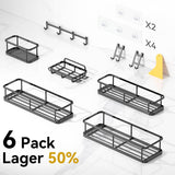 YASONIC Shower Caddy, 100% Rustproof Shelves for Inside Shower, No Drilling Bathroom Organizers and Storage, 6 Pack Large Capacity Bathroom Caddy for Kitchen & Home Decor