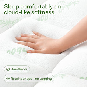 Ultra Soft Queen Size Mattress Topper - Viscose Made from Bamboo Pillow Top Mattress Pad for Back Pain Relief - Naturally Cooling for Hot Sleepers, Green