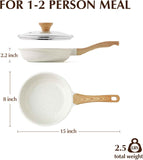 Sensarte Non-stick Ceramic 8-12.5 inch Frying Pan with Lid, Induction Compatible, Non-toxic, Free of PFAS/PTFE
