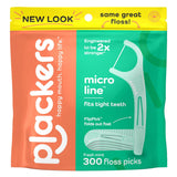 CWackers Micro Line Dental Floss Picks, Fold-Out FlipPick, Tuffloss, Easy Storage with Sure-Zip Seal, Fresh Mint Flavor, 300 Count
