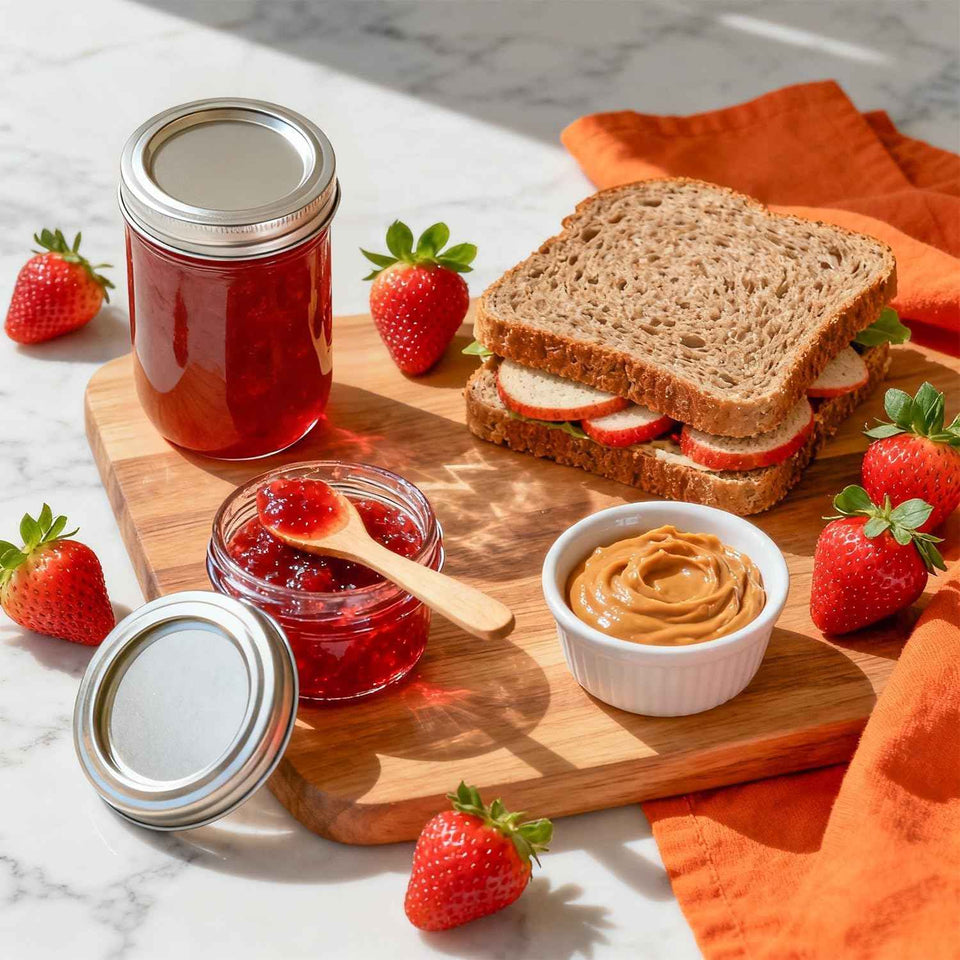 ComSaf Mini 4oz Mason Jars - 8 Pack, Regular Mouth, Small Glass Canning, Spice, Jam, Honey, Jelly, Dessert