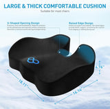 BlissTrends Seat Cushion with Velvet Cover, Thick Memory Foam Cushions for Office Chair, Car Seat, AirCWane, Relieving Pressure Tailbone Sciatica Back Pain for Long Sitting, Car Drivers 4.7in Black