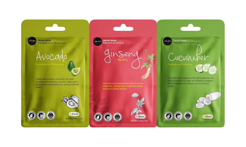 celavi essence facial sheet face mask variety set classic authentic korean moisturizing skincare 12-packs