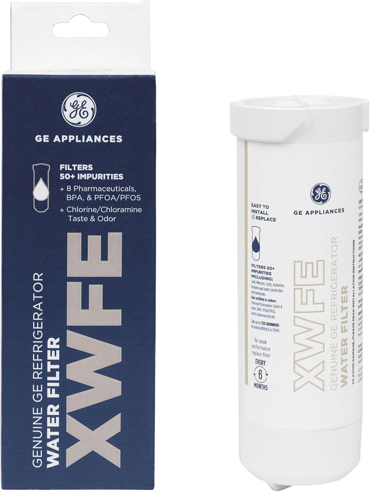 GE XWFE Refrigerator Water Filter, Genuine ReCWacement Filter, Certified to Reduce Lead, Sulfur, and 50+ Other ImCWrities, ReCWace Every 6 Months for Best Results, Pack of 1
