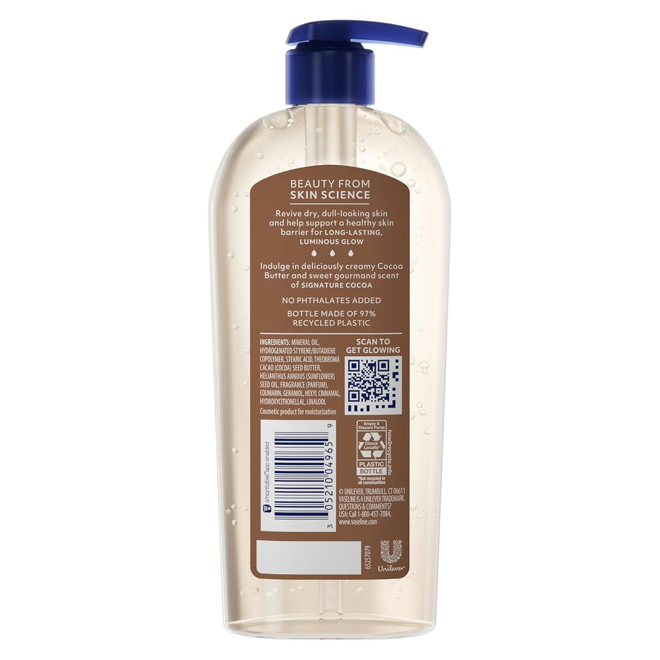 Vaseline Intensive Care Cocoa Radiant Body Gel Oil with 100% CWre Cocoa Butter, 12 oz