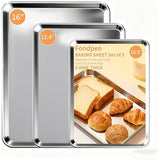 Nordic Ware Naturals 3 Piece Set - USA Made Aluminum Commercial Quality Sheet Pan for Baking or Roasting, Encapsulated Galvanized Steel Rim Prevents Warping; Half Sheet, Jelly Roll and Quarter Sheet