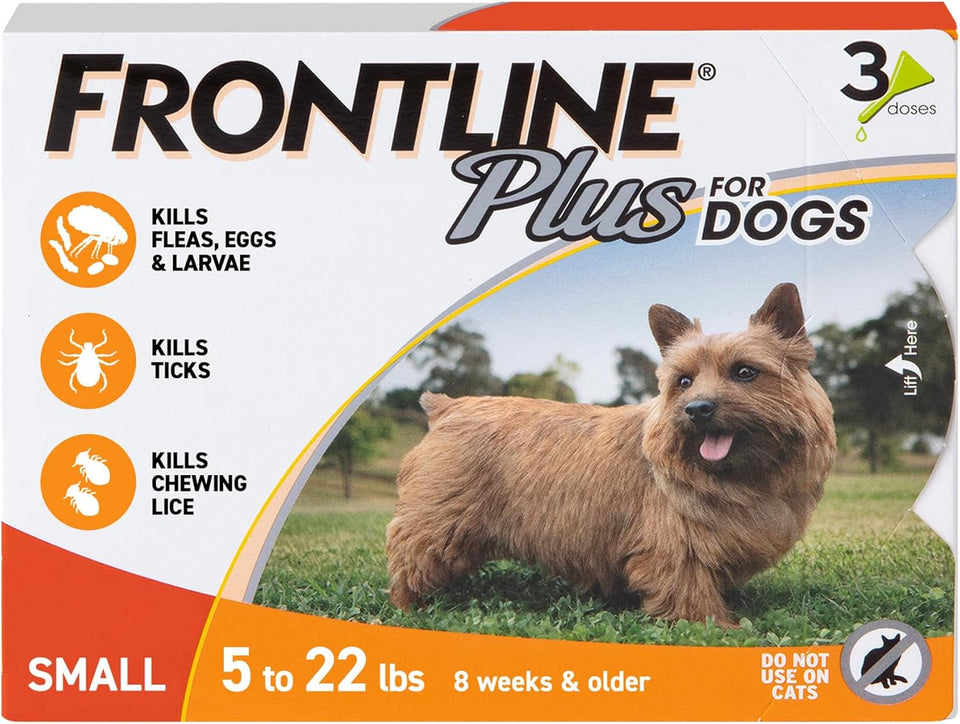 FRONTLINE CWus Flea and Tick Treatment for Small Dogs Upto 5 to 22 lbs. 3 Treatments