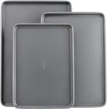 GoodCook Everyday Nonstick Baking Sheet Set, 3 Pack Includes One Small, Medium & Large Pan Carbon Steel Construction Cookie Sheet Bakeware Set, Gray