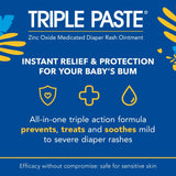 Triple Paste Diaper Rash Cream for Baby - 16 Oz Tub – Zinc Oxide Ointment Treats, Soothes & Prevents Diaper Rash, Pediatrician-Recommended Hypoallergenic Formula, Baby Essentials for Daily & Overnight