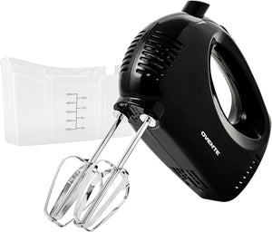 OVENTE 5-Speed Corded Electric Hand Mixer with Stainless Steel Whisks, Compact Portable Design with Snap-On Storage Case,150W Lightweight Handheld Mixer for Baking & Cooking, Black HM151B