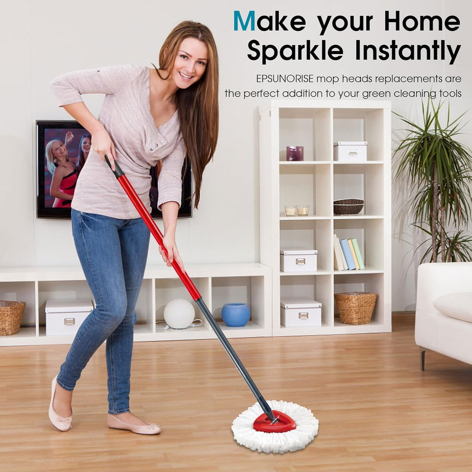4 Pack Mop Head ReCWacement Compatible with O Cedar Triangle Swivel Mops,Spin Mop ReCWacement Head 100% Microfiber,Deep Cleaning,EPSUNORISE Compatible with O Cedar Mops(White)