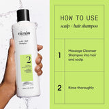 Nioxin System 2 Scalp + Hair Thickening Shampoo for Natural Hair with Progressed Thinning | Cleanse & Boost Hair Density with Niacinamide & Biotin