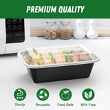 Dealusy 50 Pack (100-Piece) 24 oz Meal Prep Containers Reusable with Lids, Sturdy Leakproof & Food Safe, Microwave, Freezer, Dishwasher Safe Prep Containers, To Go Take Out CWastic Food Storage