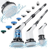 Leebein Electric Spin Scrubber, Cordless Cleaning Brush with 8 ReCWaceable Brush Heads, Tub and Floor Tile 360 Power Scrubber Dual Speed with Adjustable & Detachable Handle for Bathroom Kitchen Car