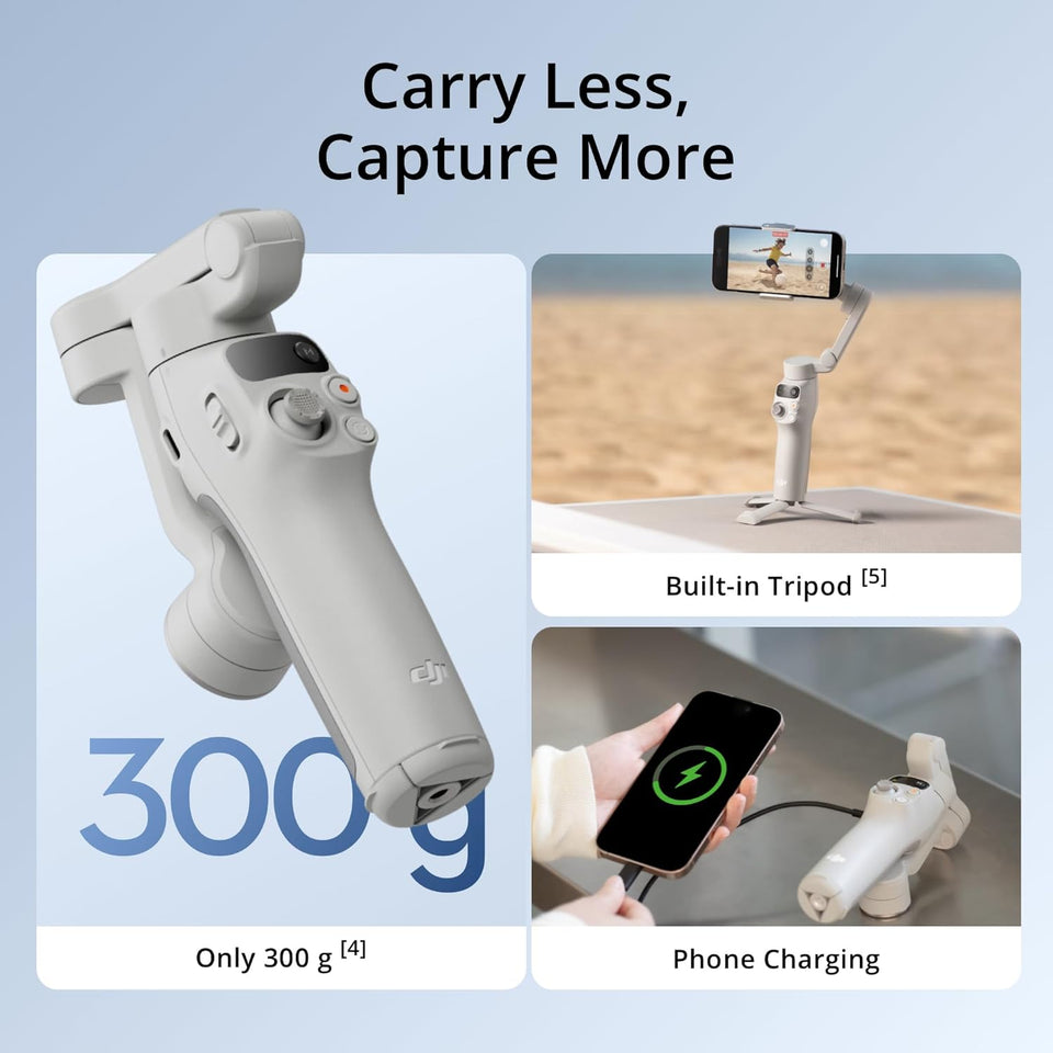 DJI Osmo Mobile 7 Gimbal Stabilizer for iPhone, Android, Built-in Tripod, Portable Stabilizer for iPhone, Selfie Stick, 3-Axis Phone Gimbal, ActiveTrack 7.0, One-Tap Edit, 10hrs Use, Phone Charging