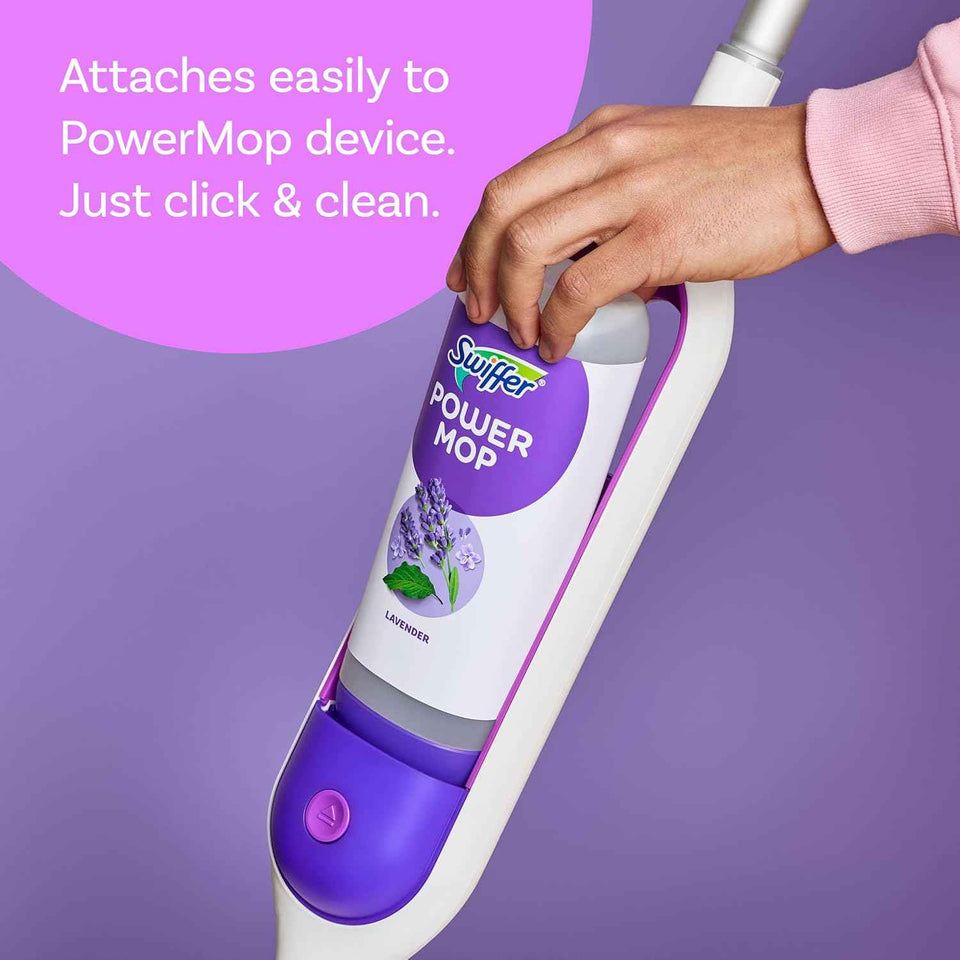 Swiffer Power Mop Refill Pack, Floor Cleaner for Mopping Tile, Vinyl, Laminate, Wood in Home, Bathroom, Kitchen, All Purpose Multi-Surface Cleaning, 5 Pads + 1 Lavender Solution