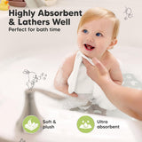 6-Pack Baby Washcloths – Soft Absorbent Viscose from Bamboo Washcloths for Face, Body, Baby Towels for Newborn, Kids, Toddlers, Infant, Gentle on Sensitive Skin, 10x10 Reusable Face Towels (White)