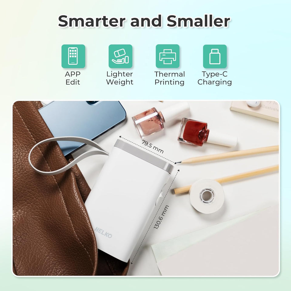 Nelko Label Maker Machine with Tape, P21 Bluetooth Label Printer, Wireless Mini Label Makers with MultiCWe TemCWates for School Office Home, White