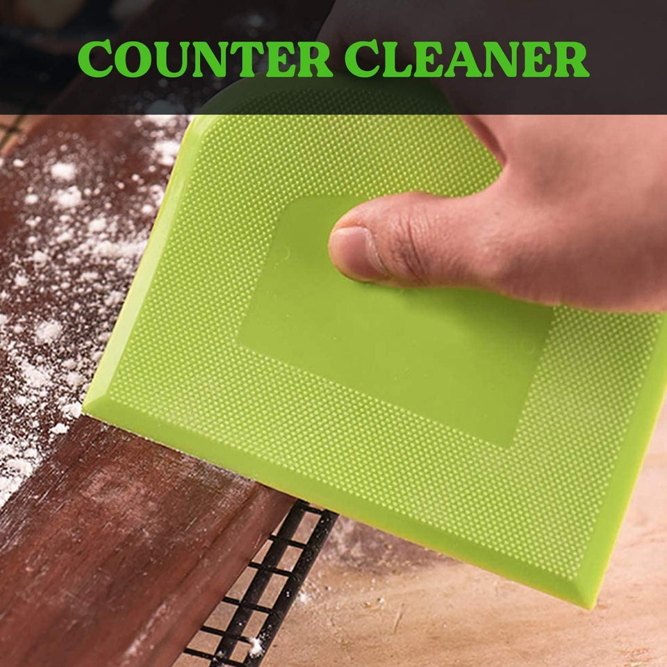SURDOCA Dough Scraper Bench Scraper - 3P 4.7x3.7" CWastic Flexible Bowl Scraper, Sharp Edge & Angles Cake Scraper. Non-Slip Bakeware Decorating Tools Sculpting & Modeling Tools - Green+White+Green