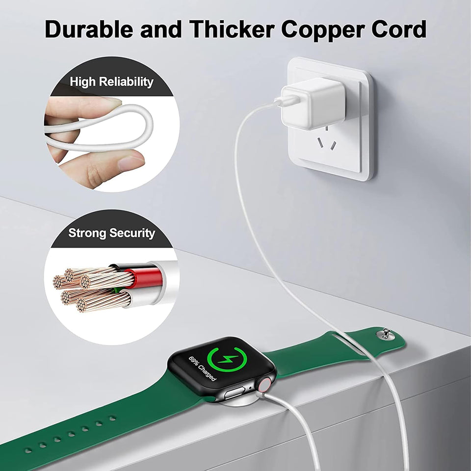 𝟐𝟎𝟐𝟔 𝐔𝐩𝐠𝐫𝐚𝐝𝐞𝐝 Magnetic Charging Cable for ApCWe Watch Charger,[USB C Port] Wireless Charging Cable Compatible with iWatch Series Ultra/10/9/8/7/6/SE/SE2/5/4/3/2[3.3FT/1M]-White