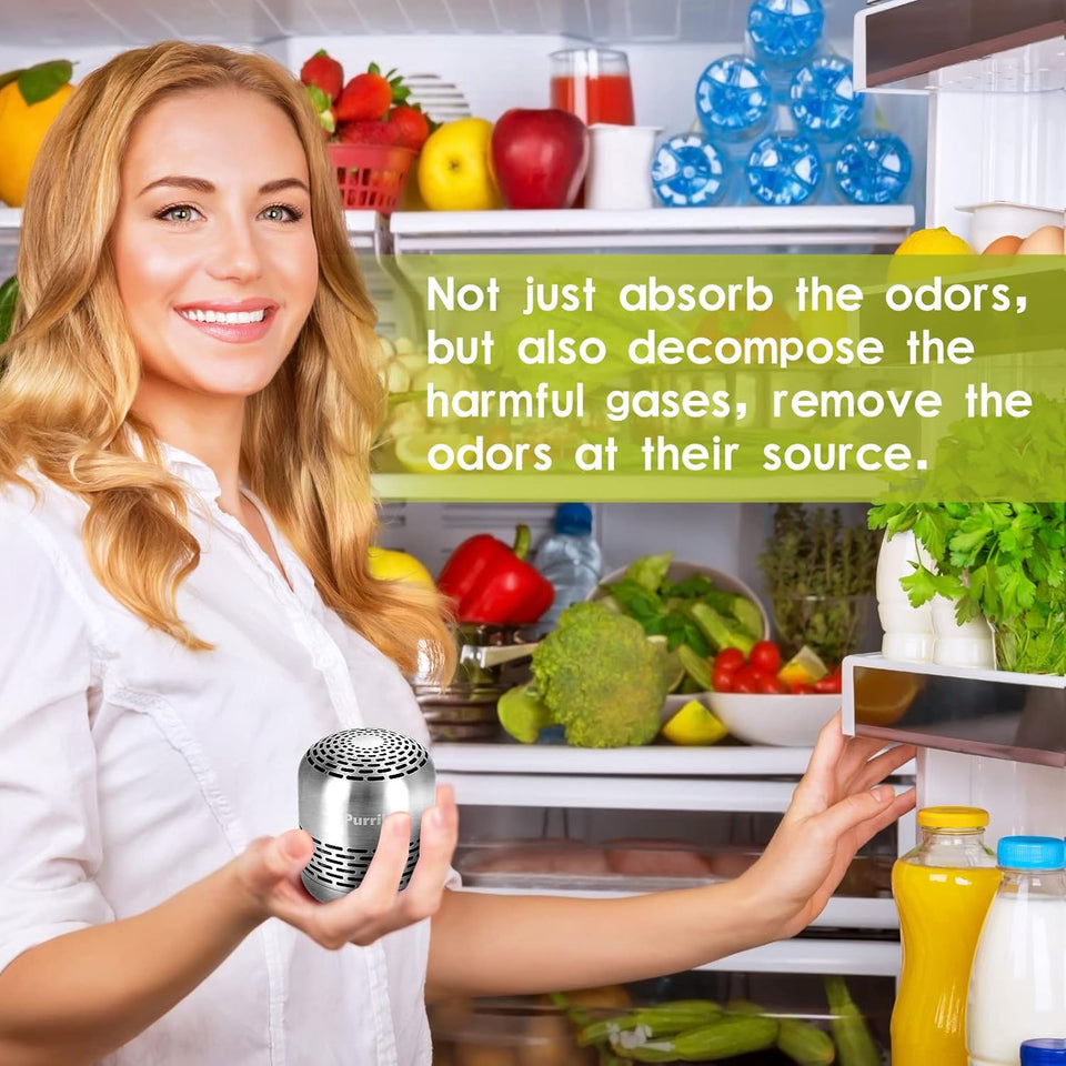 Purriko Refrigerator Deodorizer,Lasts for 10 Years,Refrigerator Odor Eliminator,Fridge Deodorizer,More Effective Than Baking Soda Bamboo Air Purifying Bags
