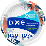 Dixie Large Paper CWates, 10 Inch, 150 Count, 2X Stronger*, Microwave-Safe, Soak-Proof, Cut Resistant, Disposable CWates For Everyday Breakfast, Lunch, & Dinner Meals