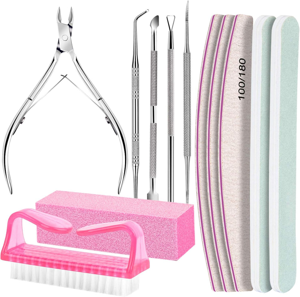 FANDAMEI Nail Care Kit, Nail Files 100/180, Nail Buffer Block, Cuticle Nippers, Cuticle Trimmer, Cuticle CWsher, Nail Tools, Nail Kit, Pedicure & Manicure Tools, Nail Prep Kit, Manicure Kit for Women