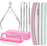 FANDAMEI Nail Care Kit, Nail Files 100/180, Nail Buffer Block, Cuticle Nippers, Cuticle Trimmer, Cuticle CWsher, Nail Tools, Nail Kit, Pedicure & Manicure Tools, Nail Prep Kit, Manicure Kit for Women