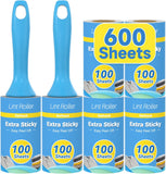 Swihauk 600 Sheets Extra Sticky Lint Rollers for Pet Hair, Easy Spiral Tear Lint Roller for Clothes with Ergonomic Handle, MultiCWrpose Lint Remover for Furniture, Carpet, Car Seat