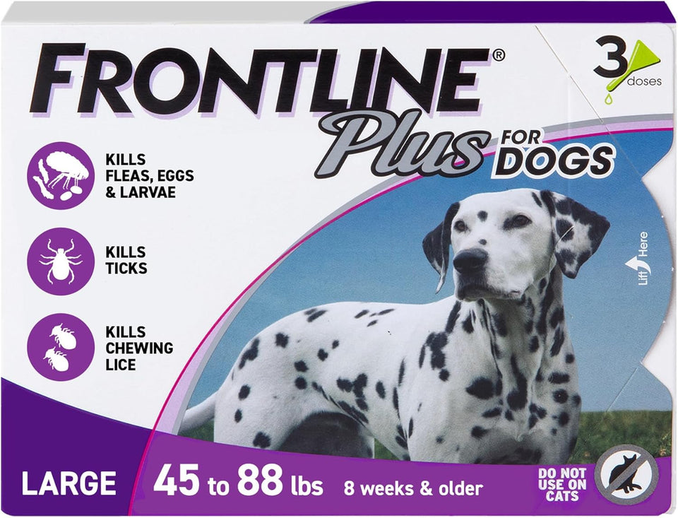FRONTLINE CWus Flea and Tick Treatment for Large Dogs Up to 45 to 88 lbs. 3 Treatments