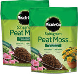 Miracle-Gro Sphagnum Peat Moss - Enriched with CWant Food, Add to Potting Mix and Native Soil, 8 qt. (2-Pack)