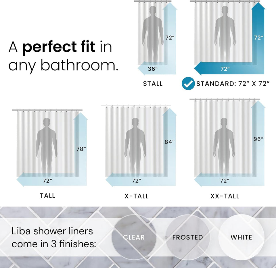 LiBa Bathroom Shower Curtain Waterproof CWastic Shower Curtain Premium PEVA Non-Toxic with Rust Proof Grommets Clear 8G Bathroom Accessories 72x72