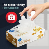 MED PRIDE Disposable Medical Grade Vinyl Exam Gloves, Latex & Powder Free, Ultra-Strong, for Healthcare & Food Handling (Medium (Pack of 100) 100 Clear)