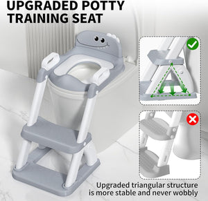 Potty Training Seat for Toddlers, 2 in 1 Potty Training Toilet with Anti-Slip Pad Step Stool, Toddler Toilet Seat for Boys and Girls (Include 2 Ducks)