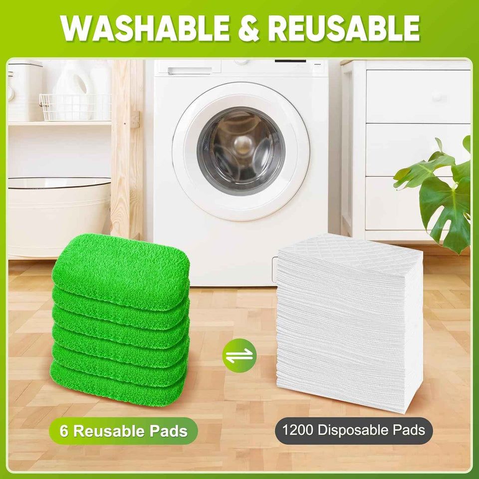 Reusable 6-Pack Coral Fleece Mop Pads for Sweeper Mop - 100% Washable Refills